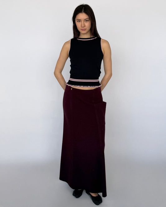 Sonia Rykiel burgundy long wool skirt