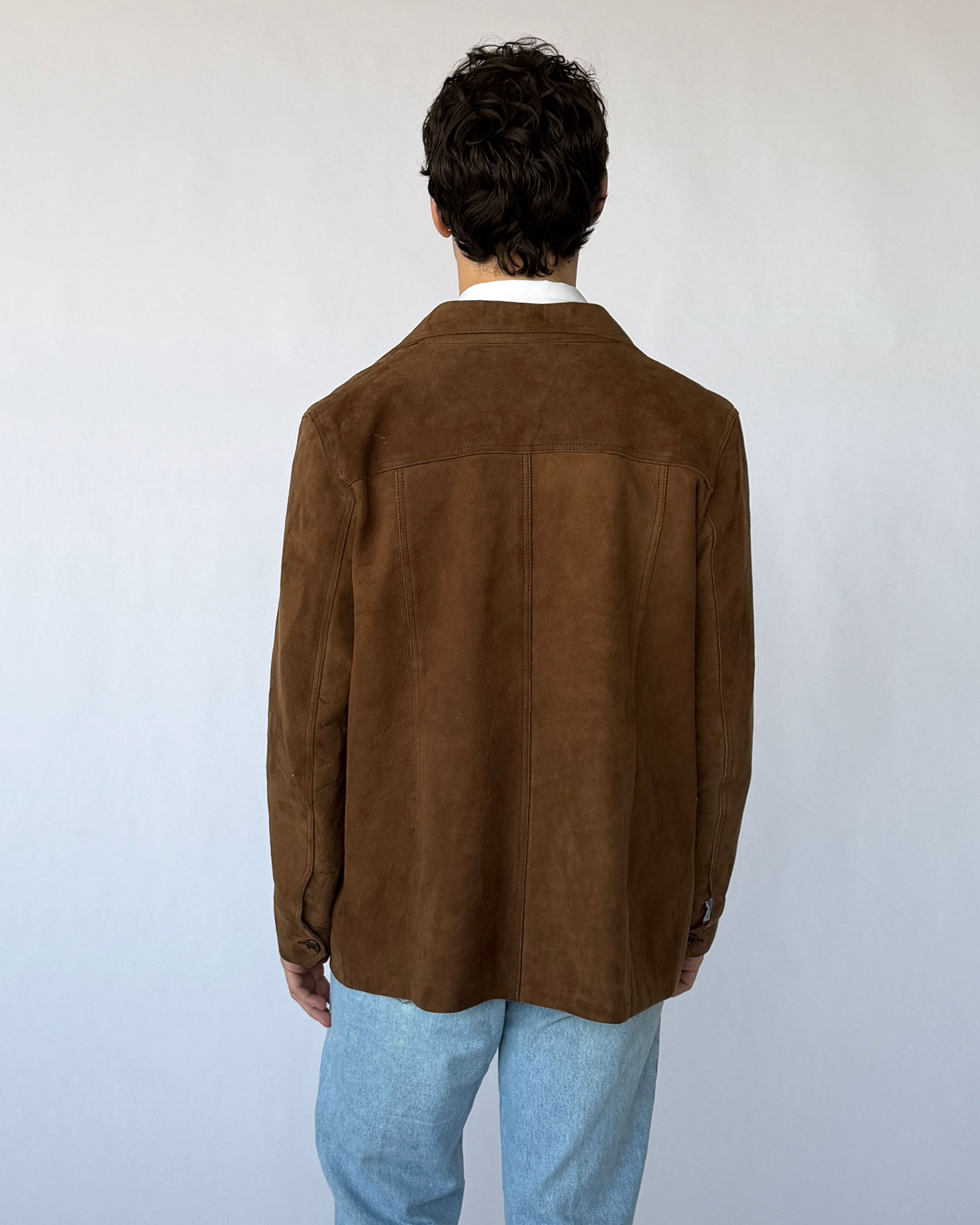 Back view of vintage suede mens jacket