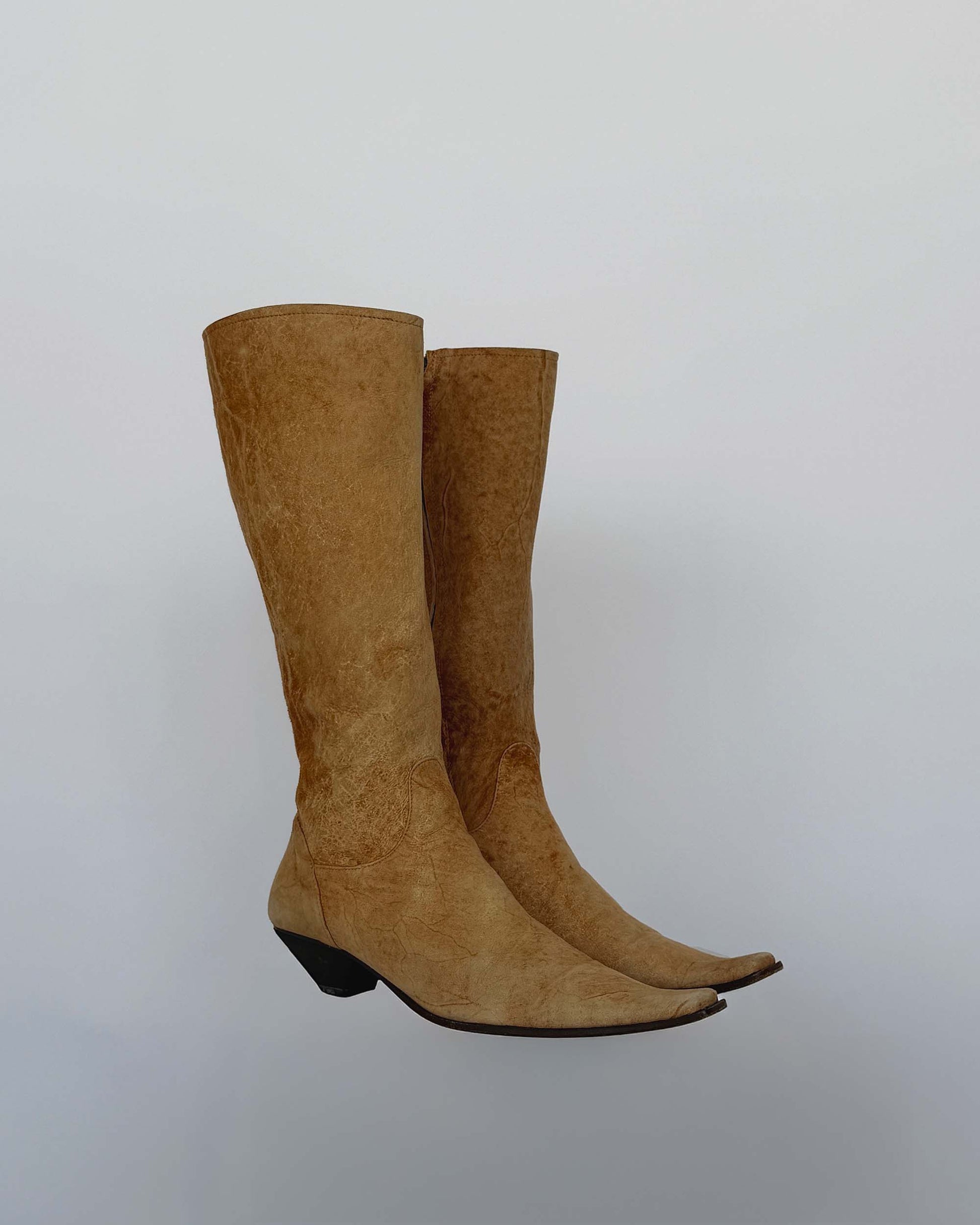 Italian Vintage Tan Suede Knee High Boots