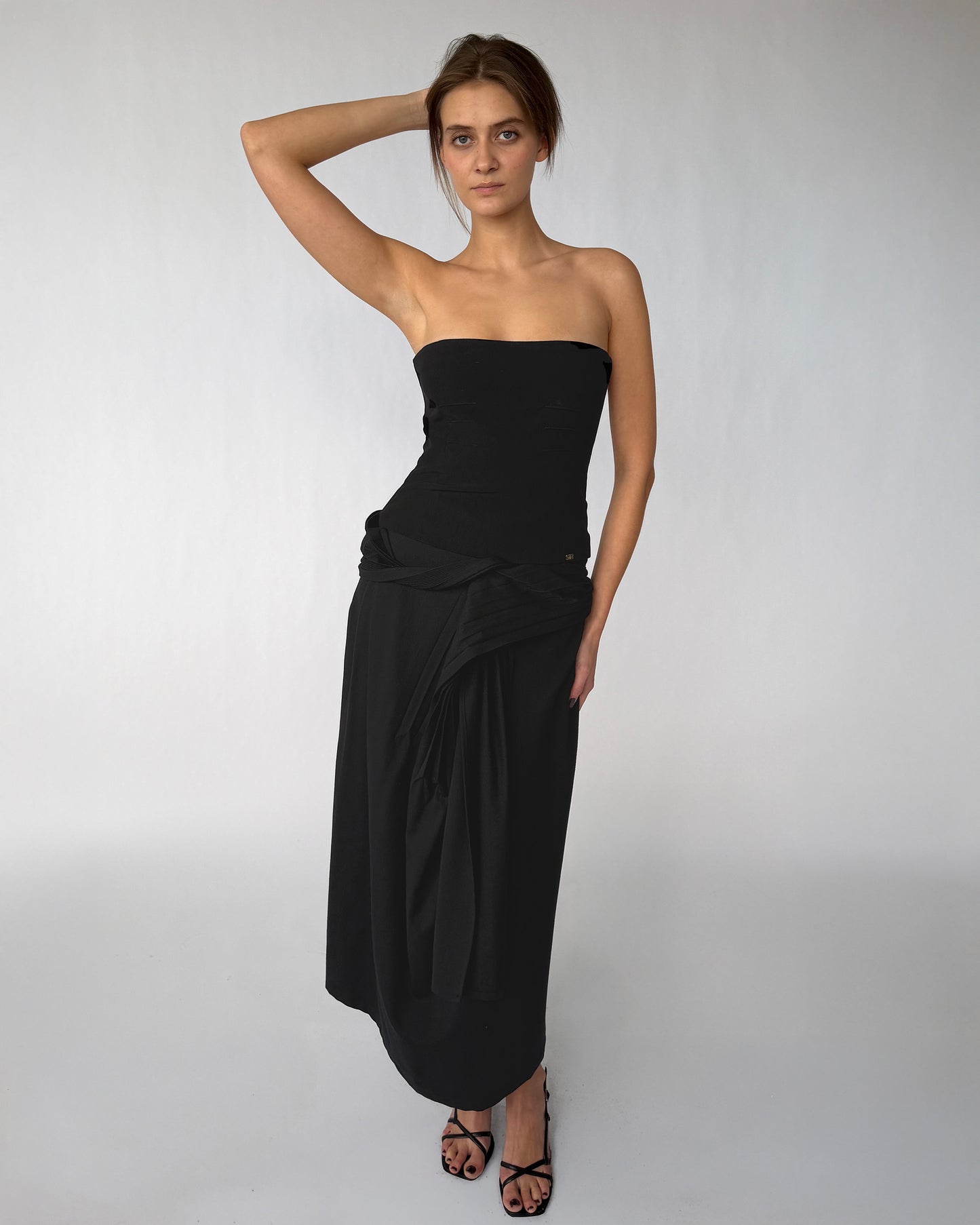 Vintage Y's Yohji Yamamoto wool maxi skirt worn on model