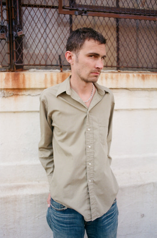 Yves Saint Laurent Khaki Green Button Up Shirt
