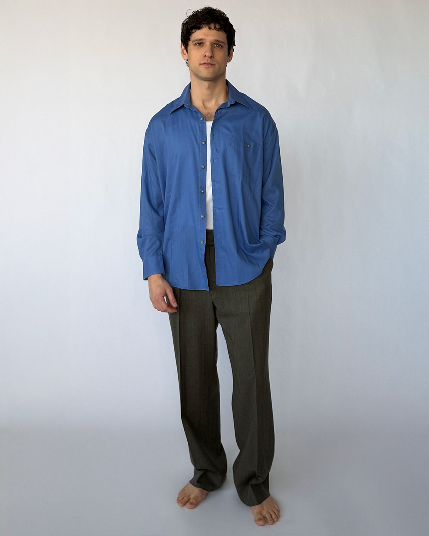 Vintage Yves Saint Laurent Blue Button-Down