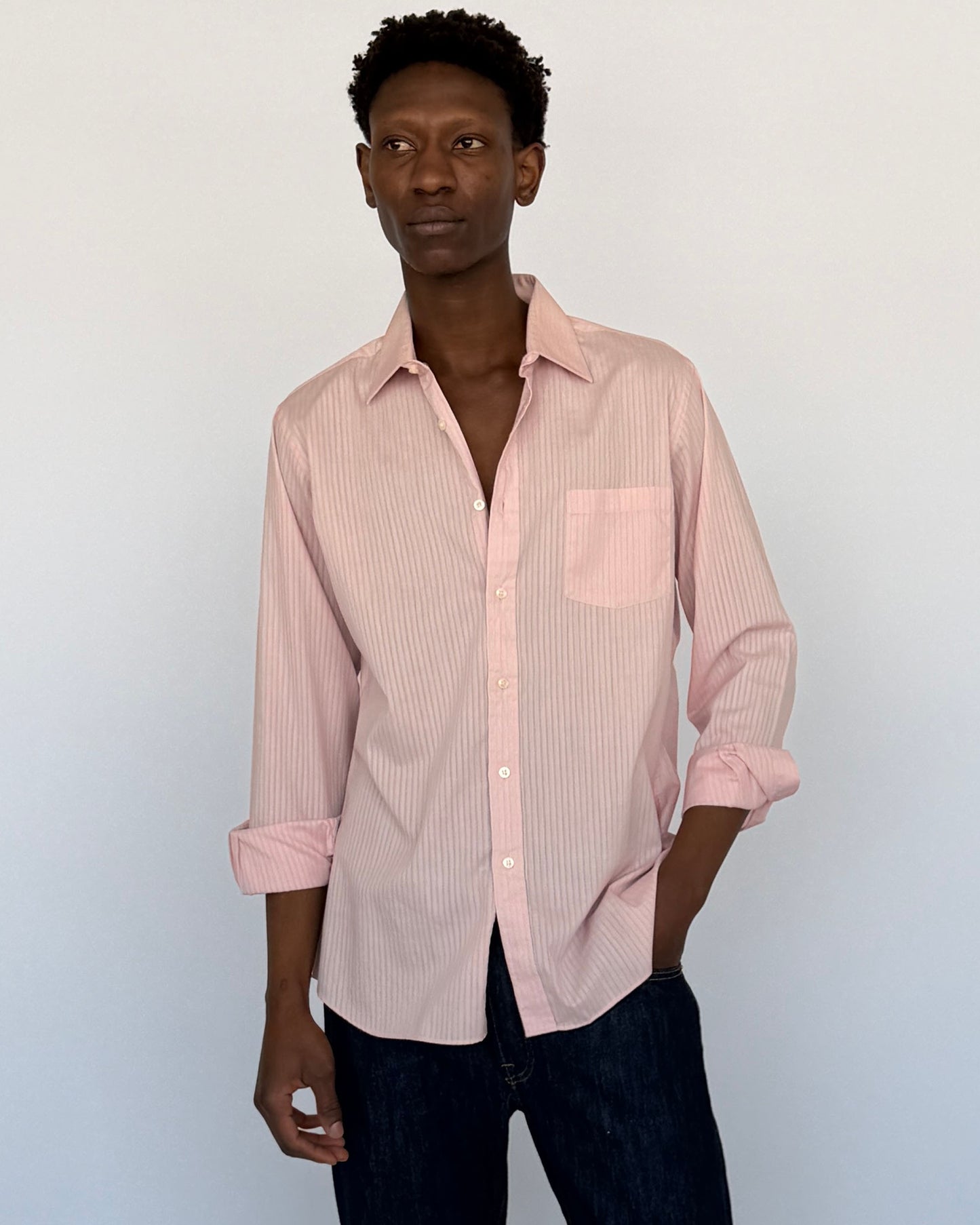 Yves Saint Laurent Pink Button Up on model
