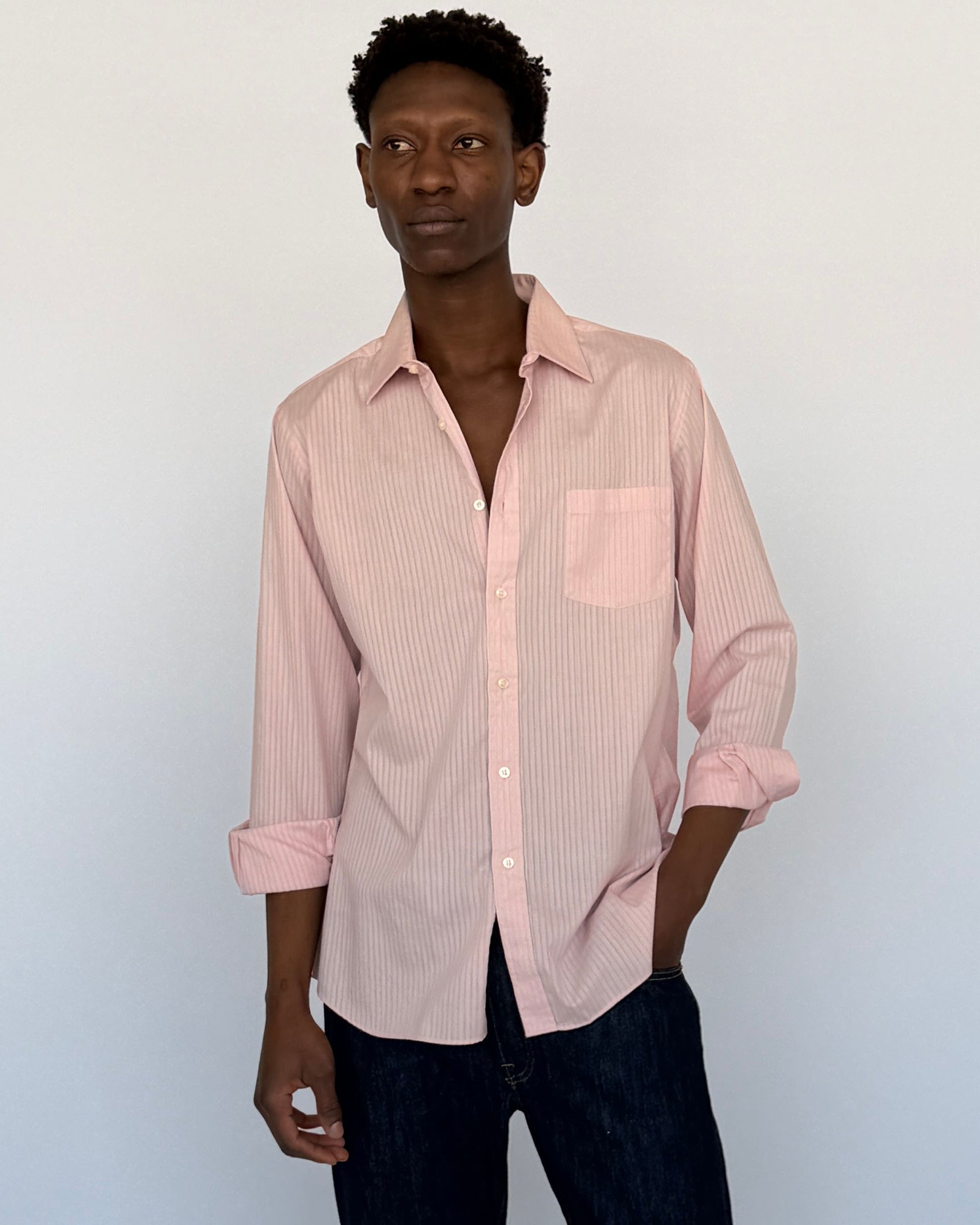 Yves Saint Laurent Pink Button Up on model