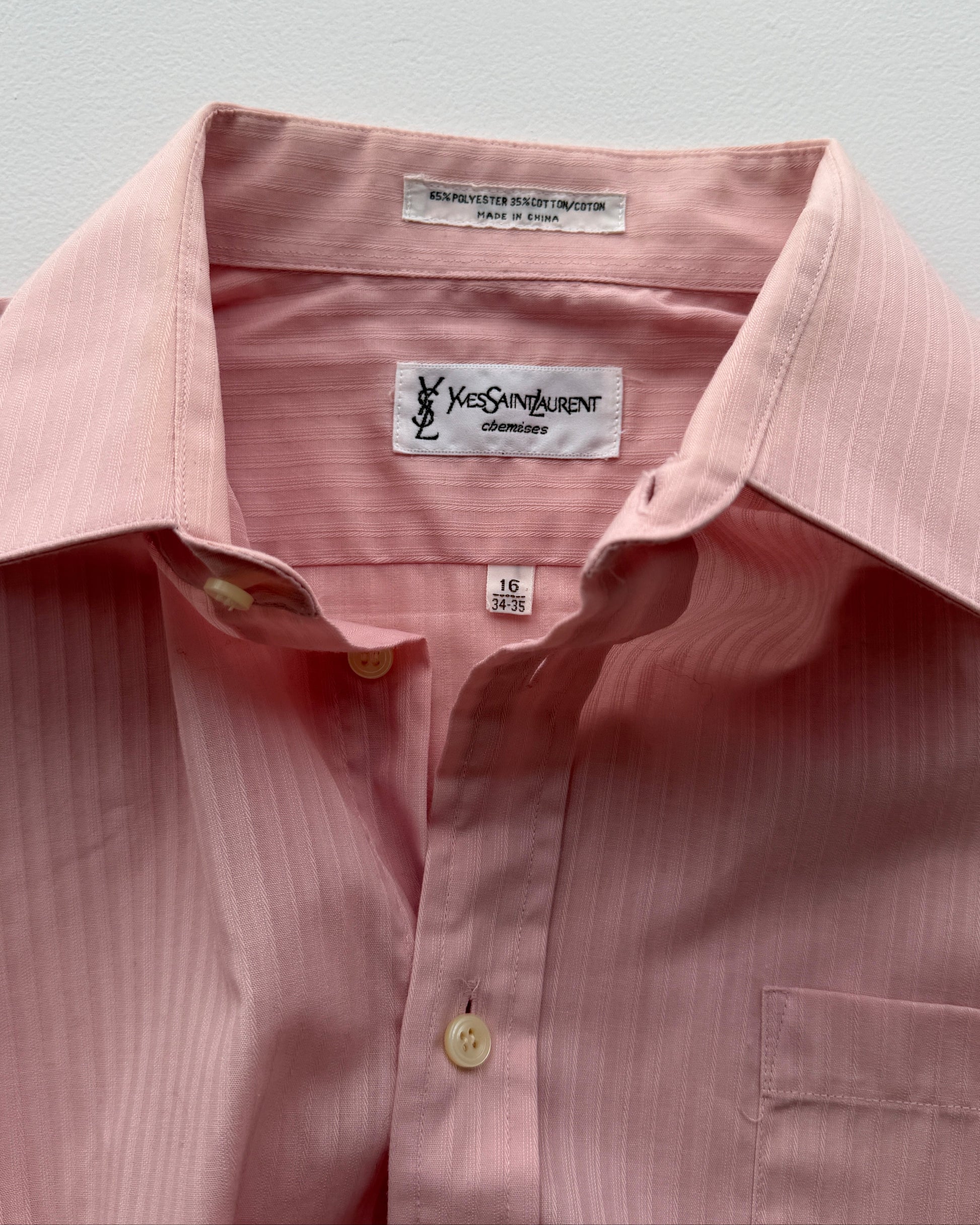 Yves Saint Laurent label on vintage button up men's shirt