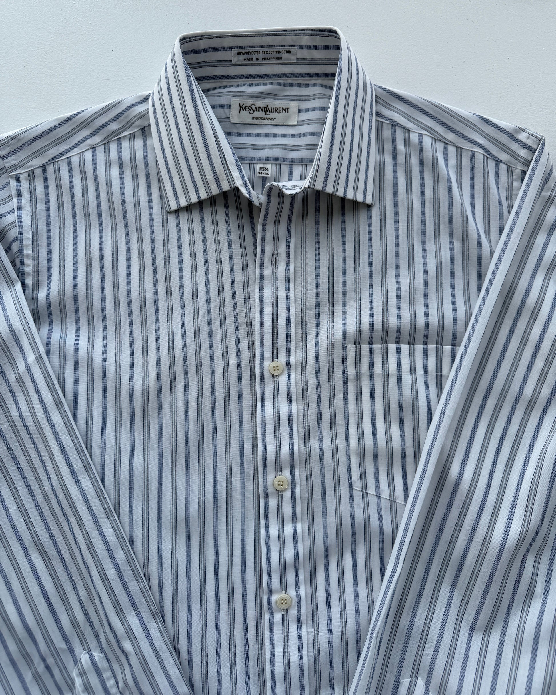 Label on vintage Yves Saint Laurent men's striped button up