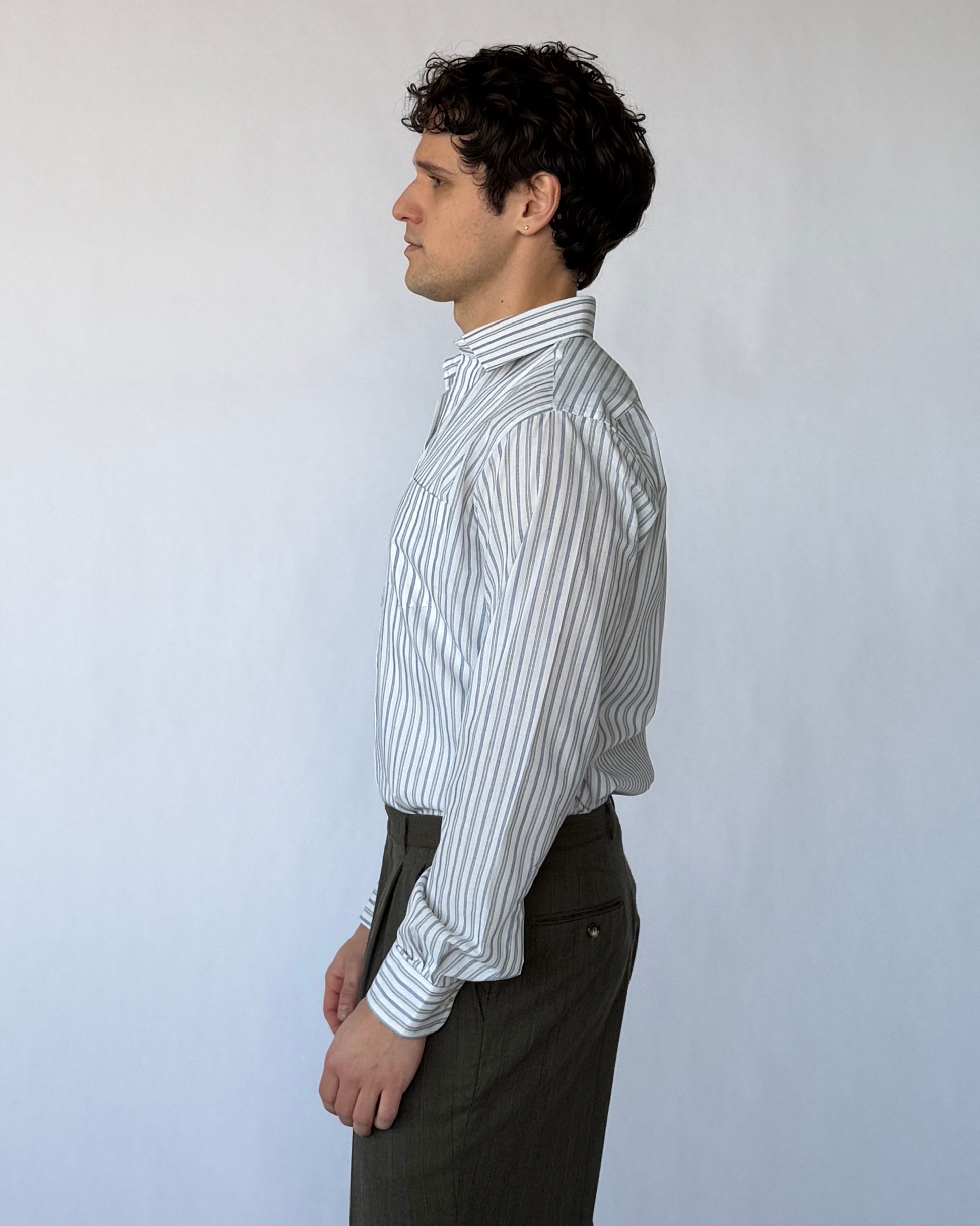Side view of Vintage Yves Saint Laurent Striped Button Up 