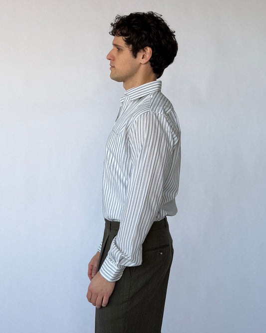 Side view of Vintage Yves Saint Laurent Striped Button Up 