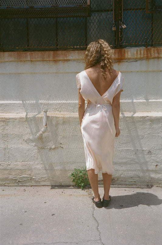 ANTIQUE PEACH SILK DRESS