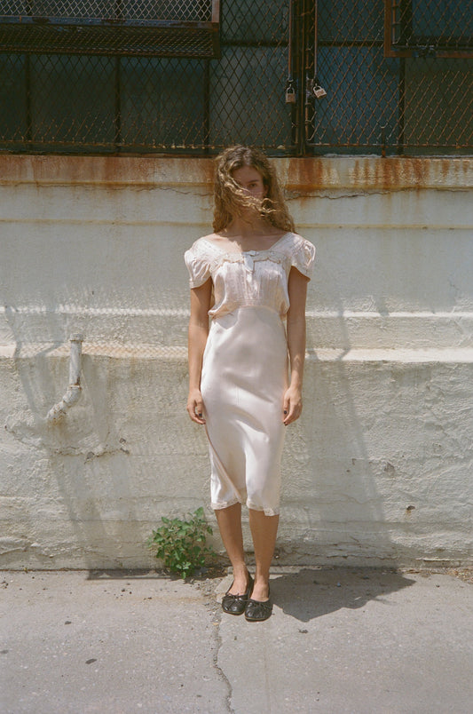 ANTIQUE PEACH SILK DRESS